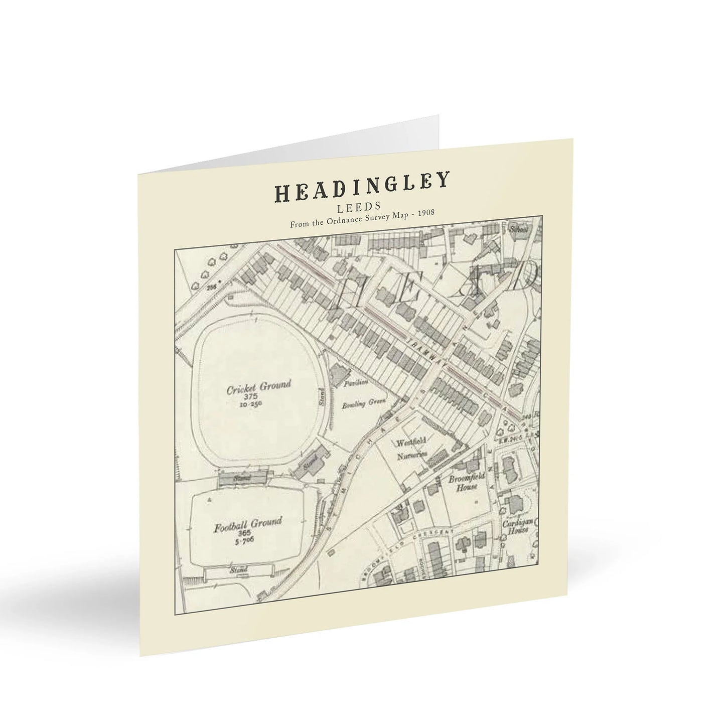 Headingley, Leeds Ordnance Survey 1908 Map Card