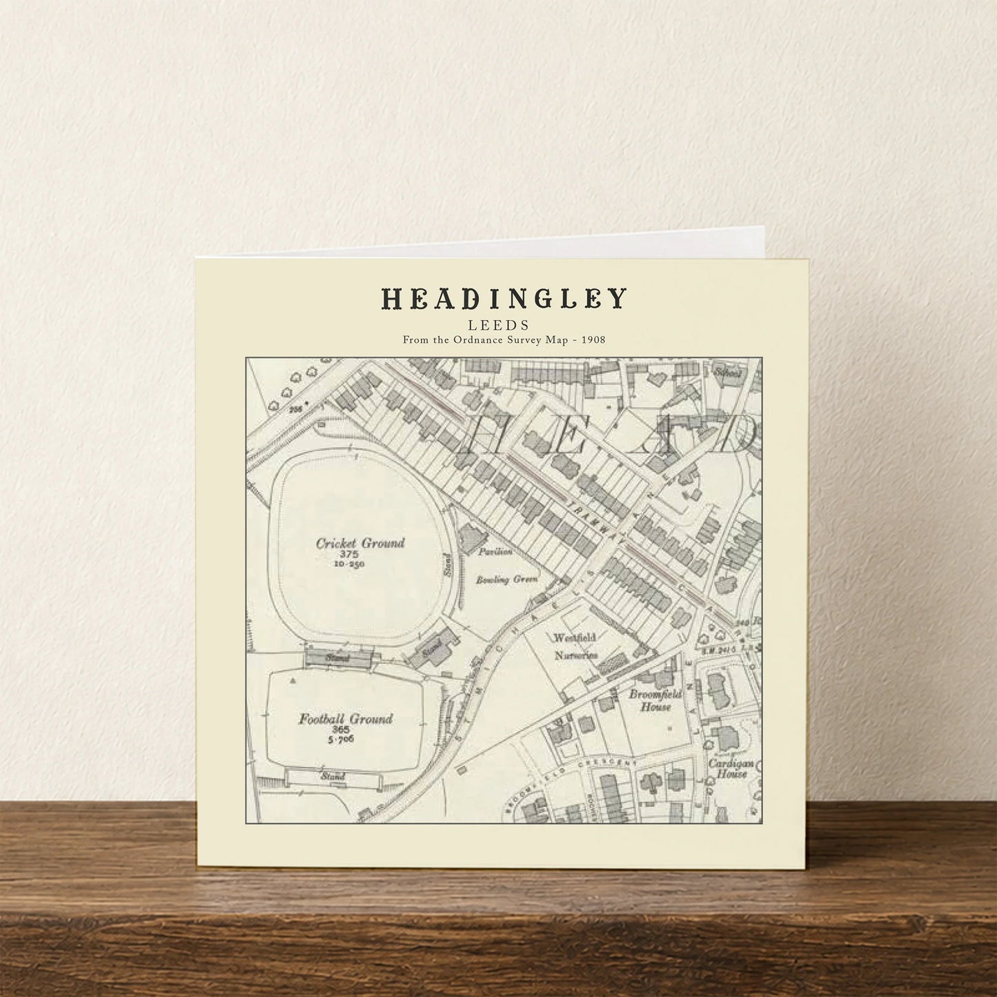 Headingley, Leeds Ordnance Survey 1908 Map Card