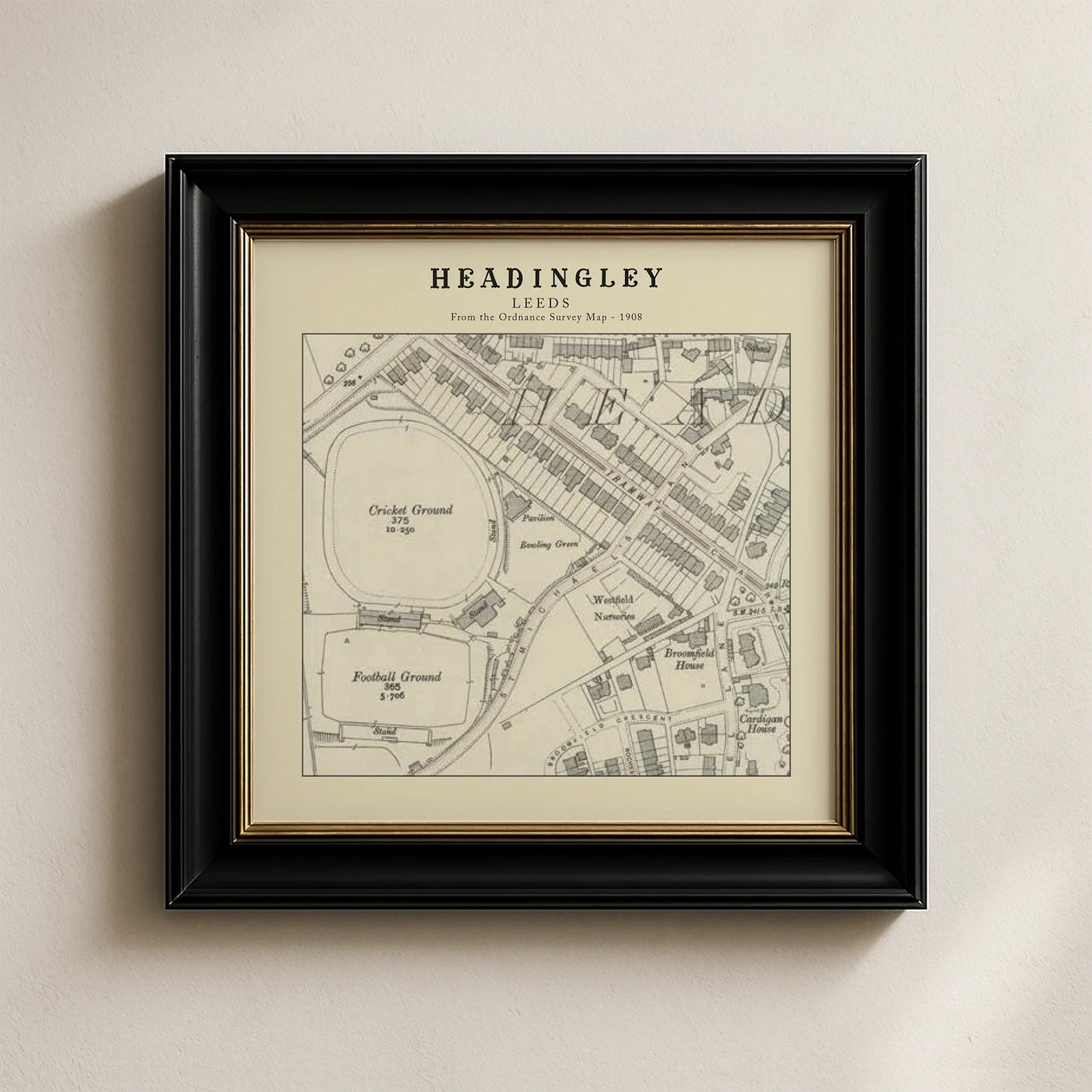 Headingley, Leeds Ordnance Survey 1908 Map Card