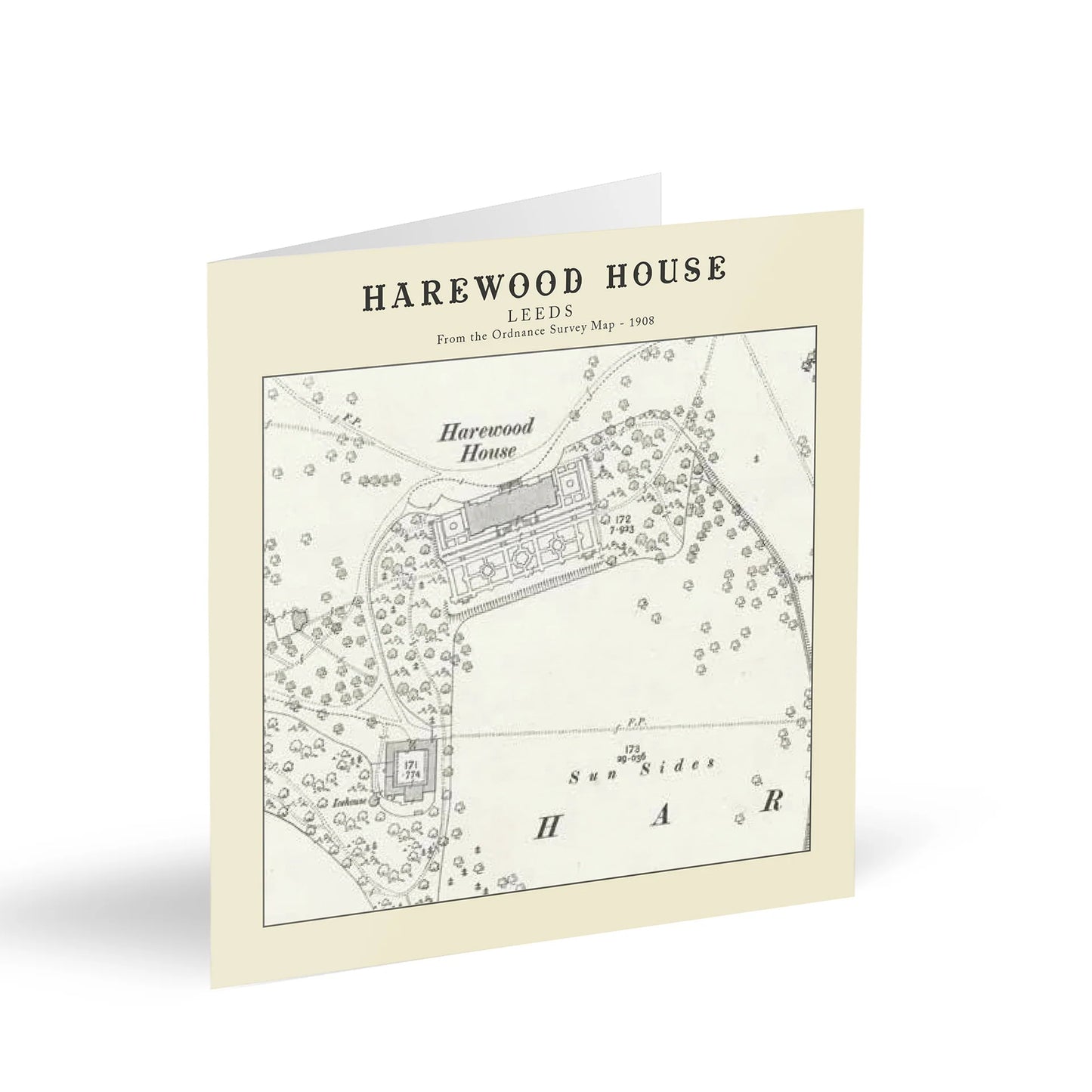 Harewood House, Leeds Ordnance Survey 1908 Map Card
