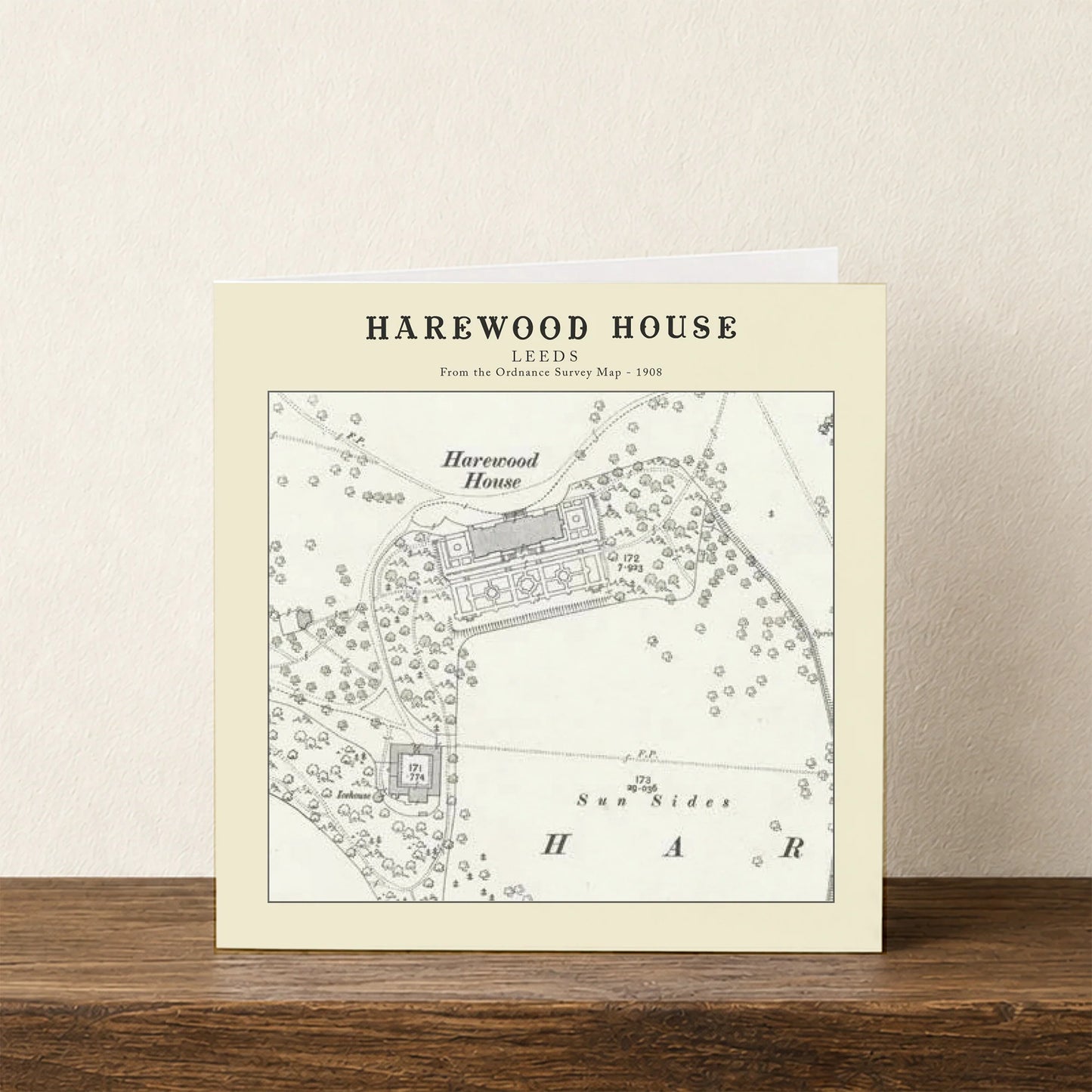 Harewood House, Leeds Ordnance Survey 1908 Map Card