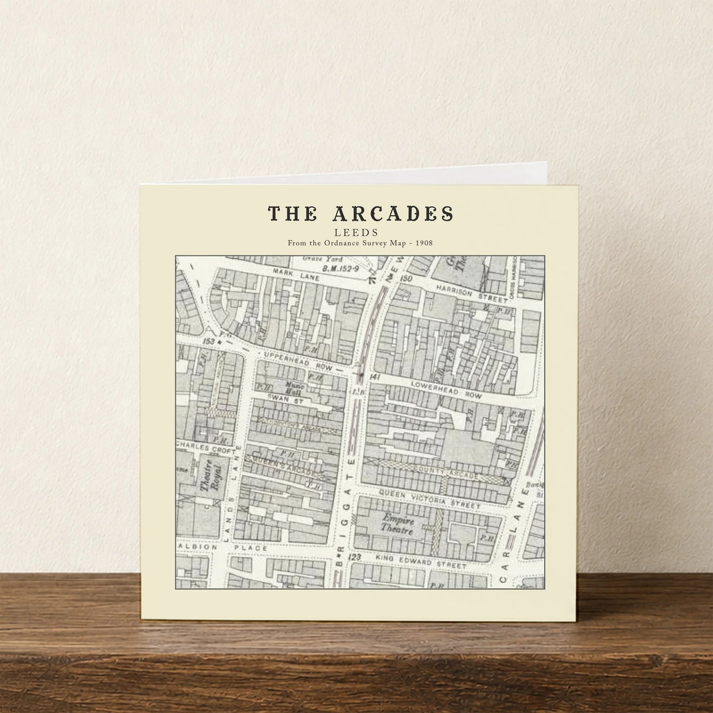 The Arcades, Leeds Ordnance Survey 1908 Map Card