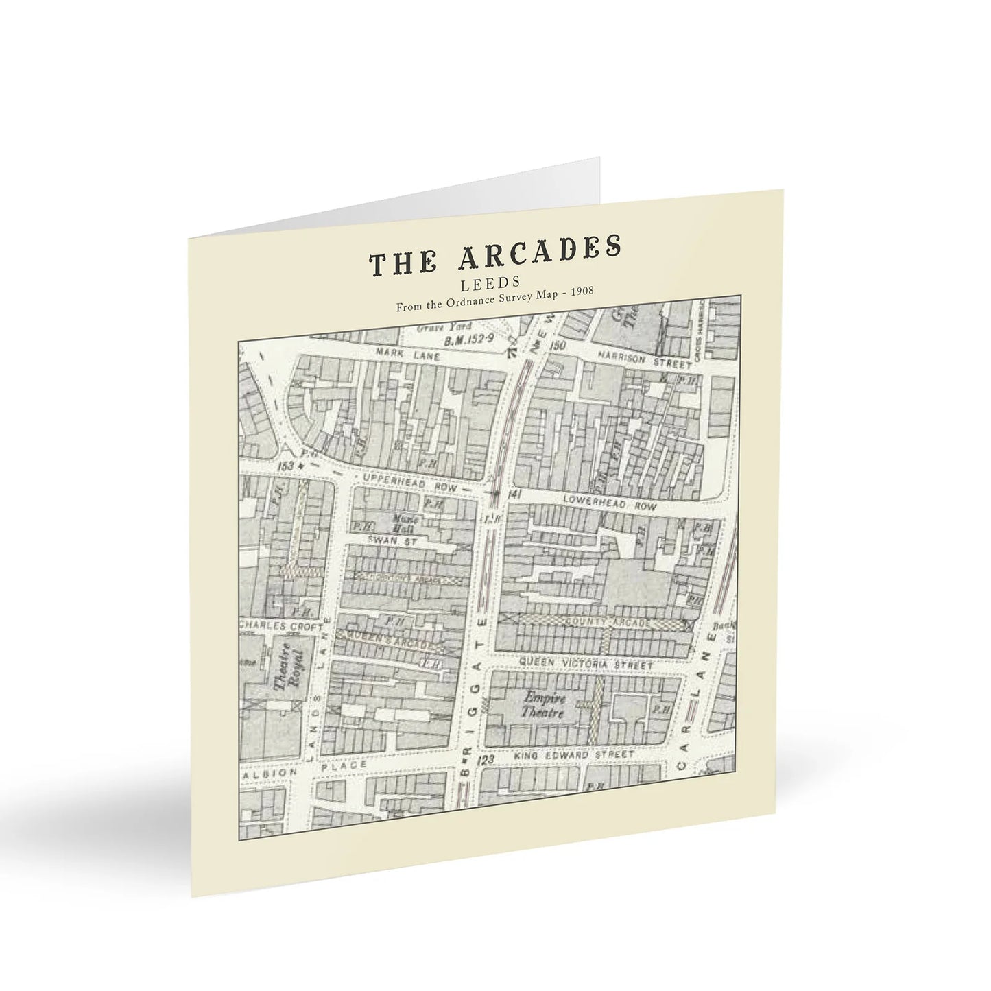 The Arcades, Leeds Ordnance Survey 1908 Map Card