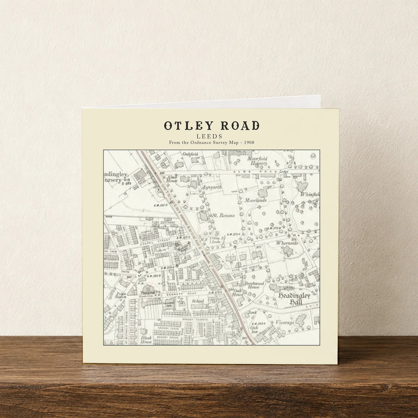 Otley Road, Leeds Ordnance Survey 1908 Map Card