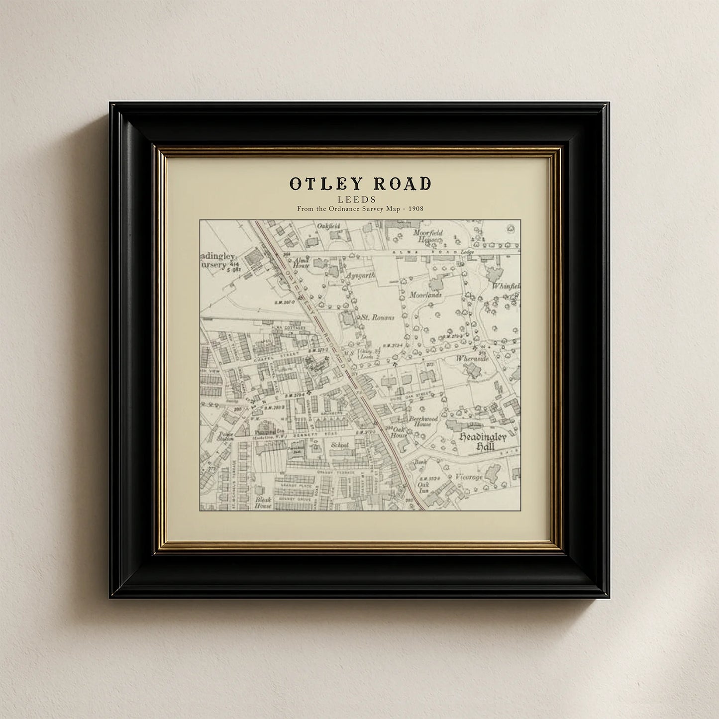 Otley Road, Leeds Ordnance Survey 1908 Map Card