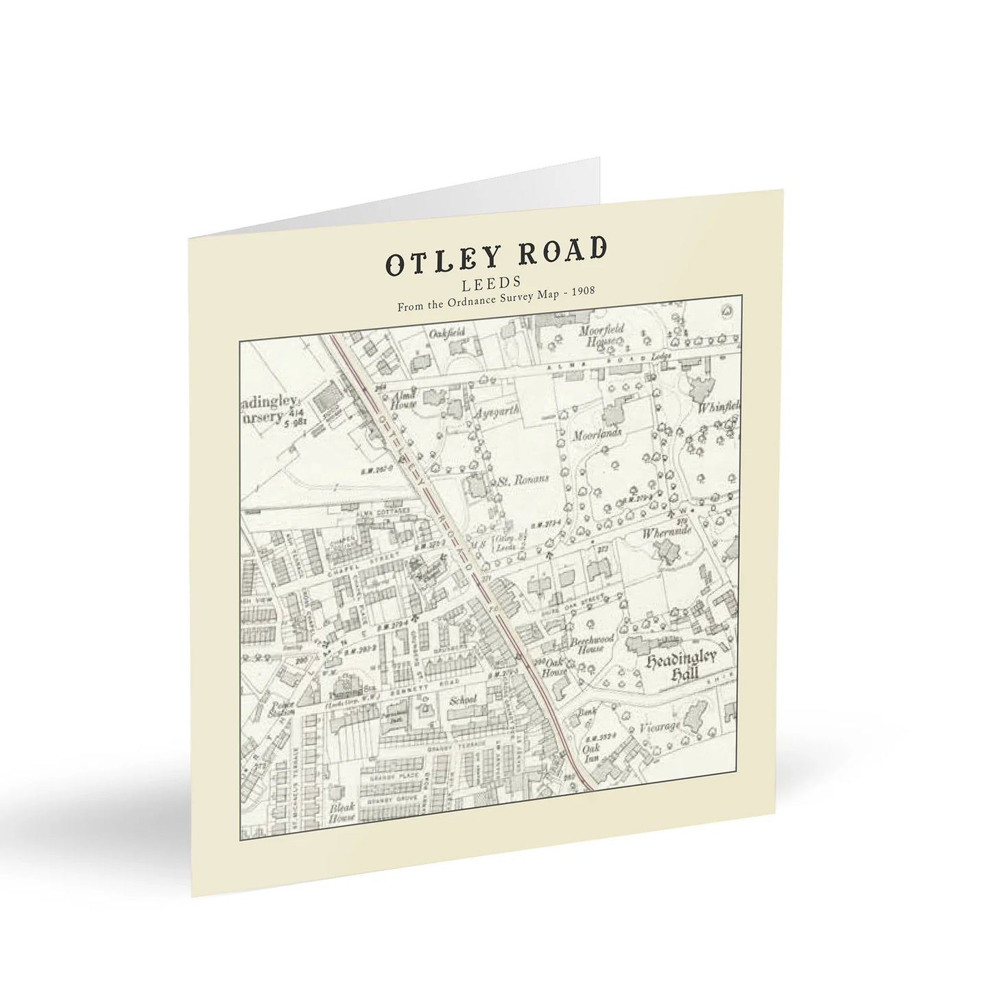 Otley Road, Leeds Ordnance Survey 1908 Map Card