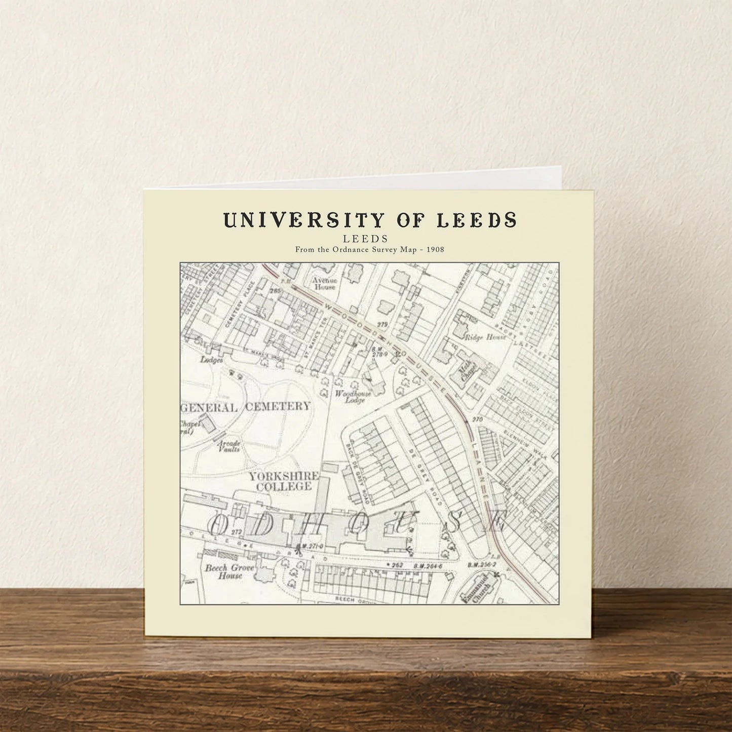 University of Leeds, Leeds Ordnance Survey 1908 Map Card