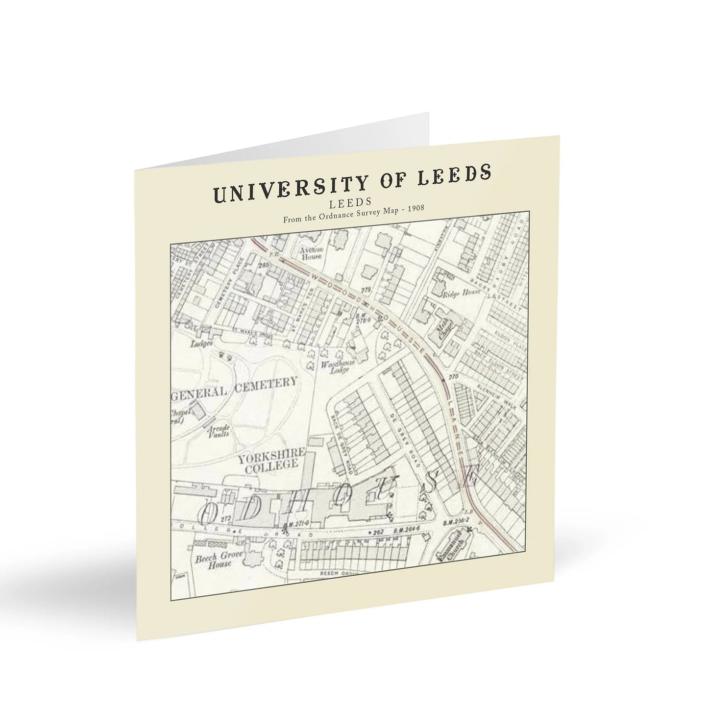University of Leeds, Leeds Ordnance Survey 1908 Map Card