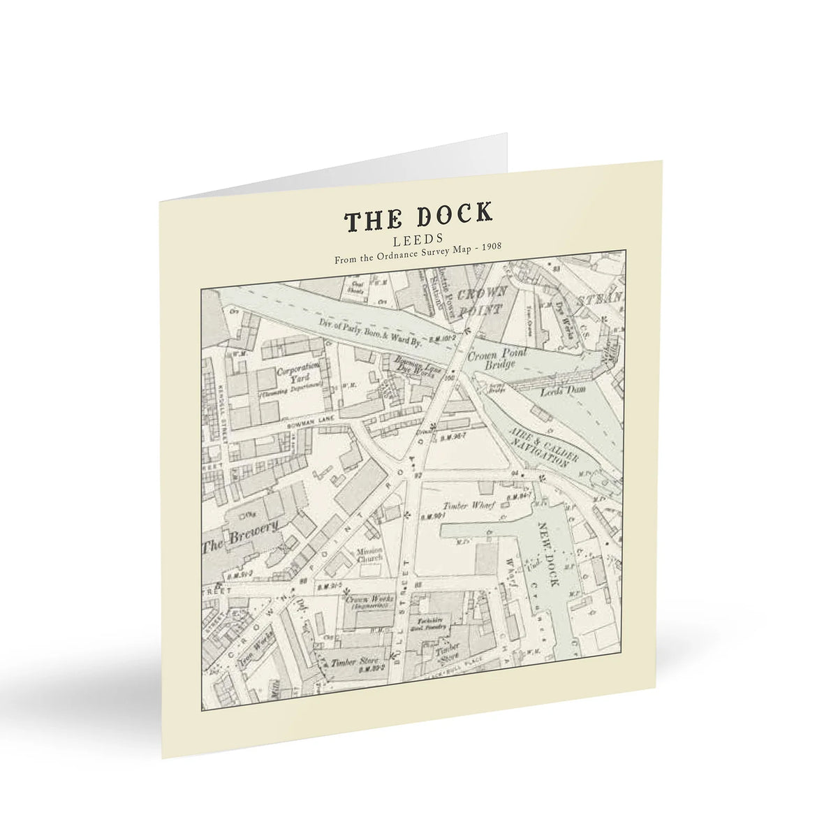 The Dock, Leeds Ordnance Survey 1908 Map Card - The Great Yorkshire Shop