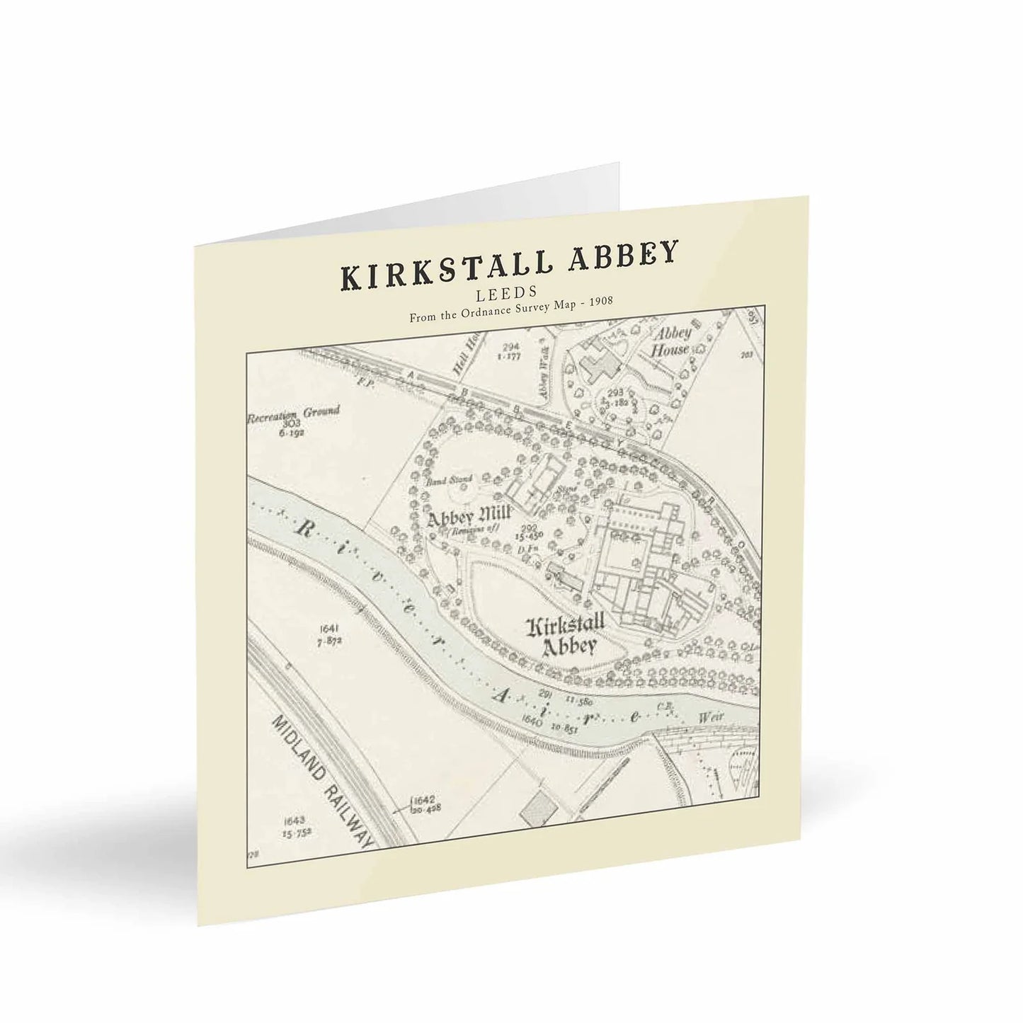 Kirkstall Abbey, Leeds Ordnance Survey 1908 Map Card