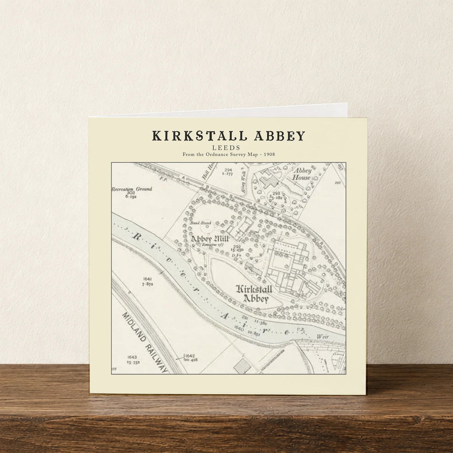 Kirkstall Abbey, Leeds Ordnance Survey 1908 Map Card