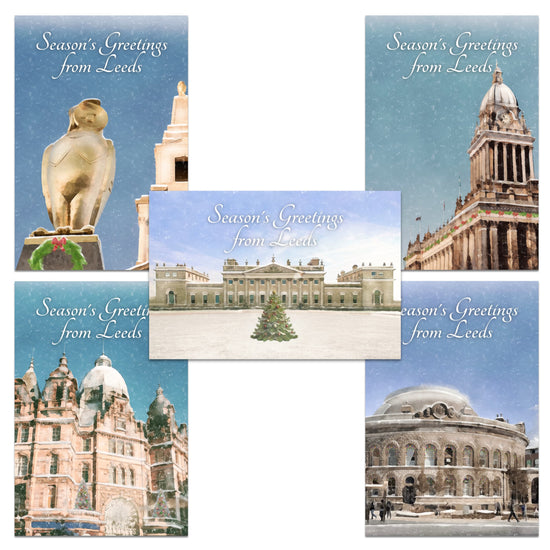 Leeds Watercolour Collection Christmas Greeting Cards Pack of 5 - The Great Yorkshire Shop