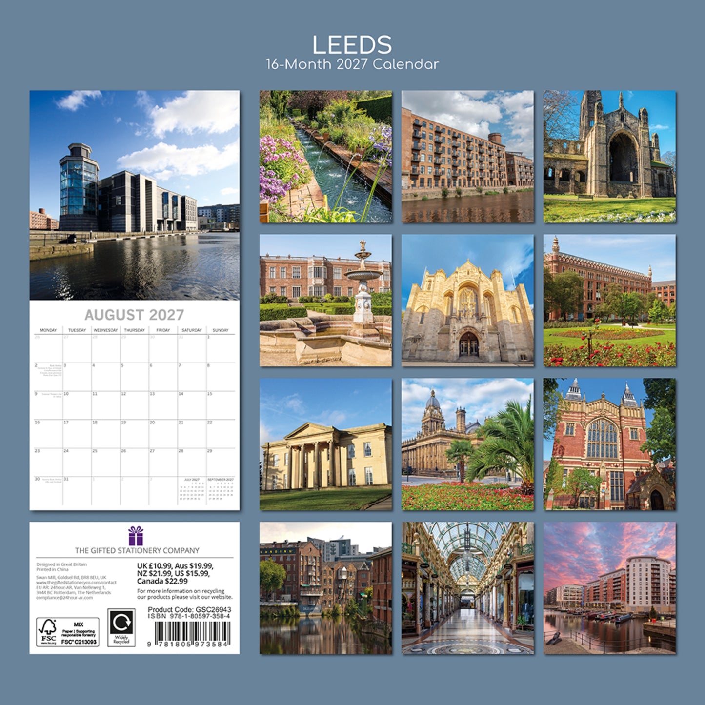 Leeds 2027 Square Wall Calendar