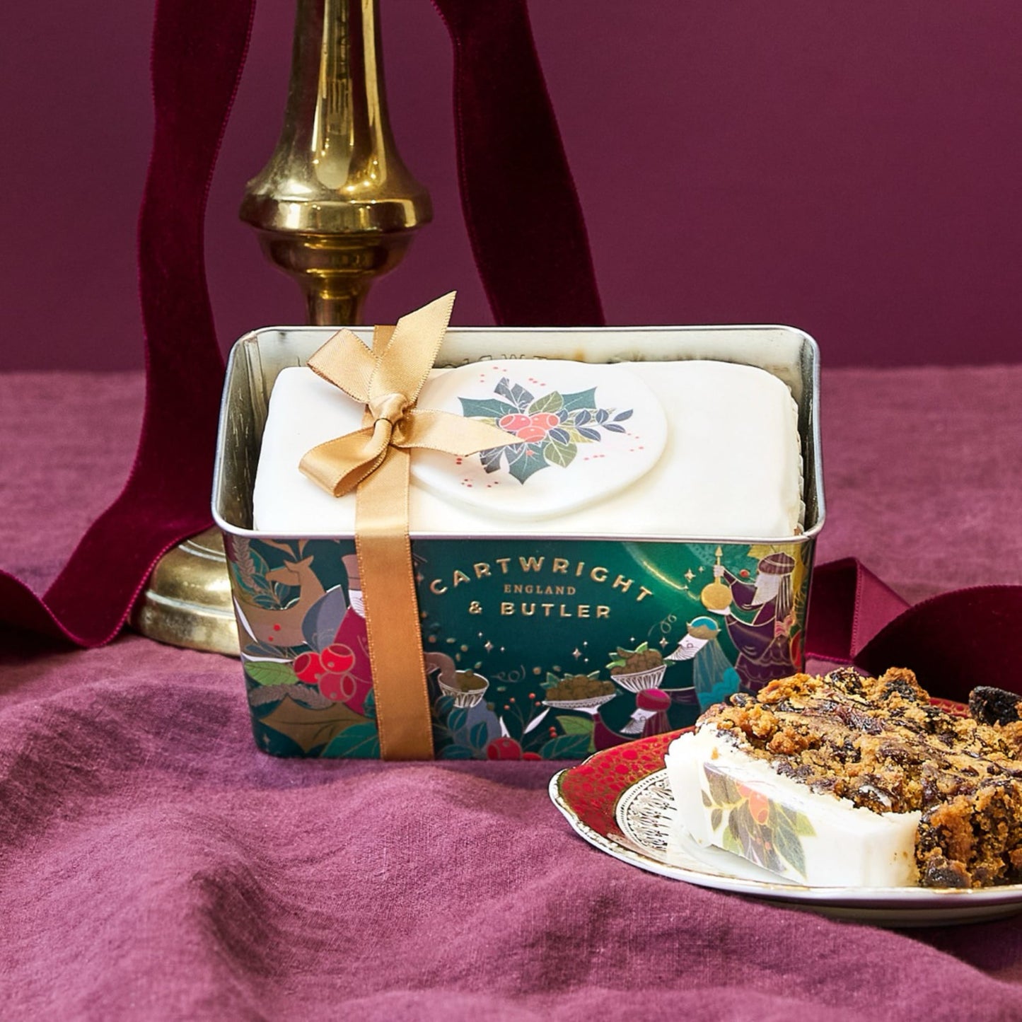 Merry Christmas Iced Fruit Loaf Cake in Gift Tin - The Great Yorkshire Shop
