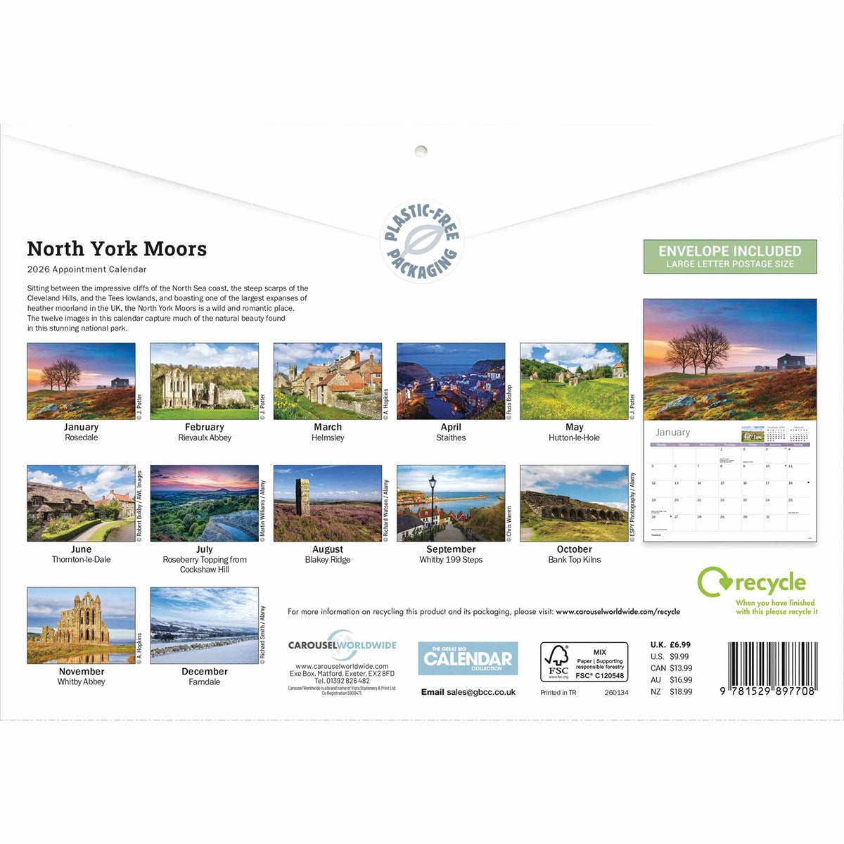 North York Moors 2026 A4 Calendar