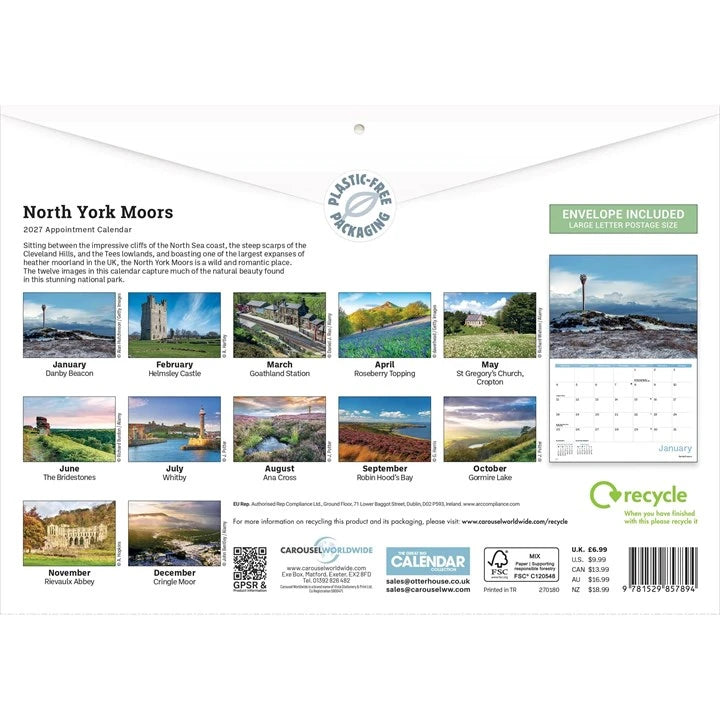 North York Moors 2027 A4 Calendar