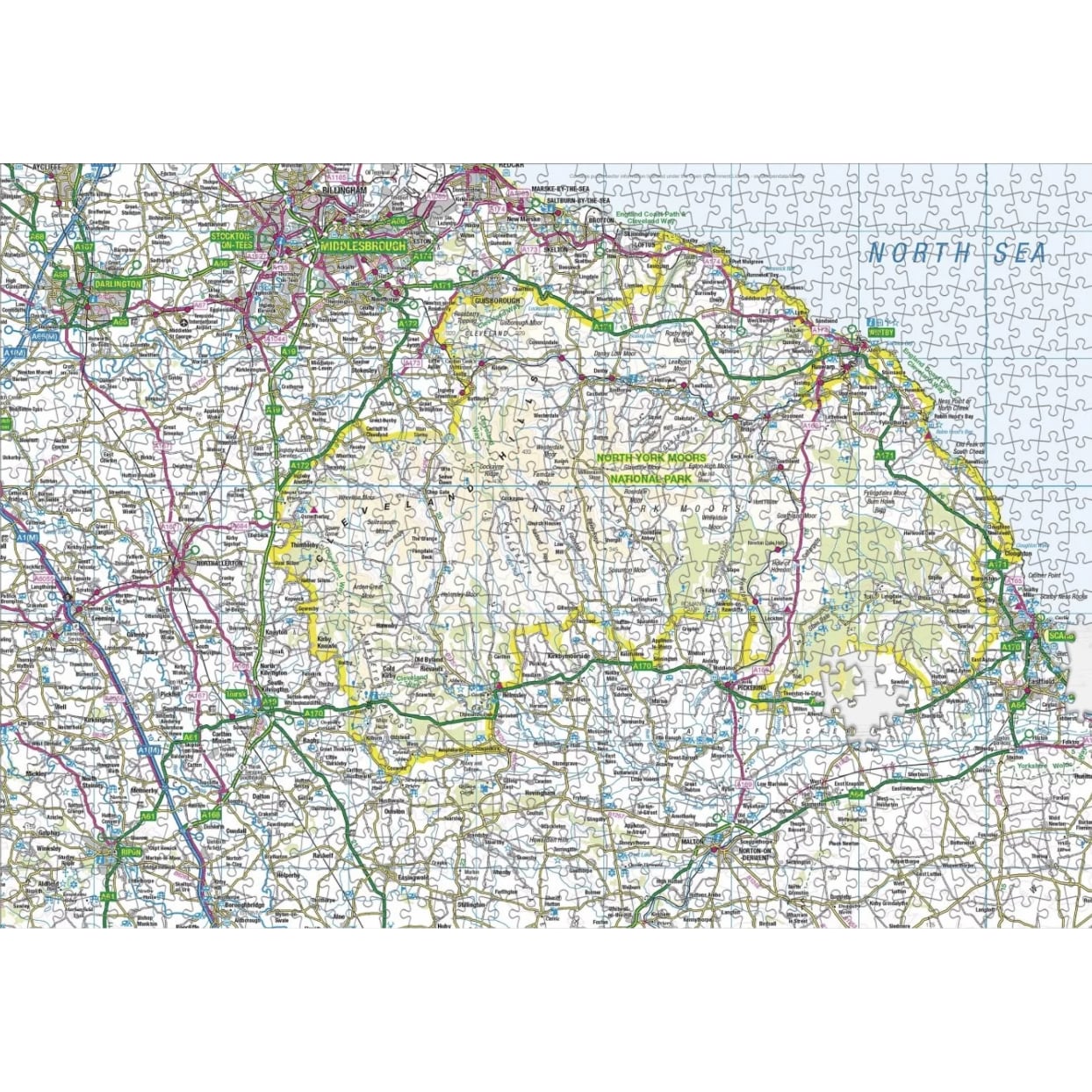 North York Moors Map 1000 Piece Jigsaw Puzzle - The Great Yorkshire Shop