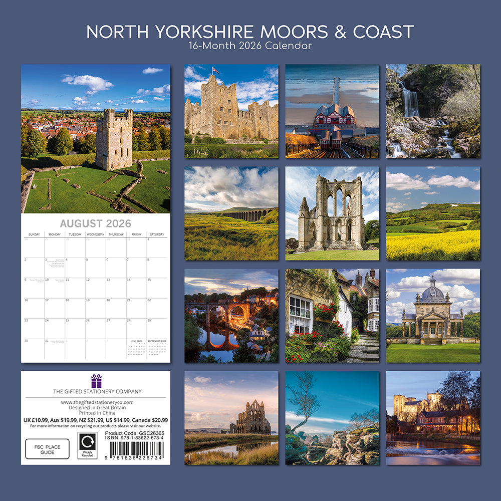 North Yorkshire Moors & Coast 2026 Square Wall Calendar - The Great Yorkshire Shop