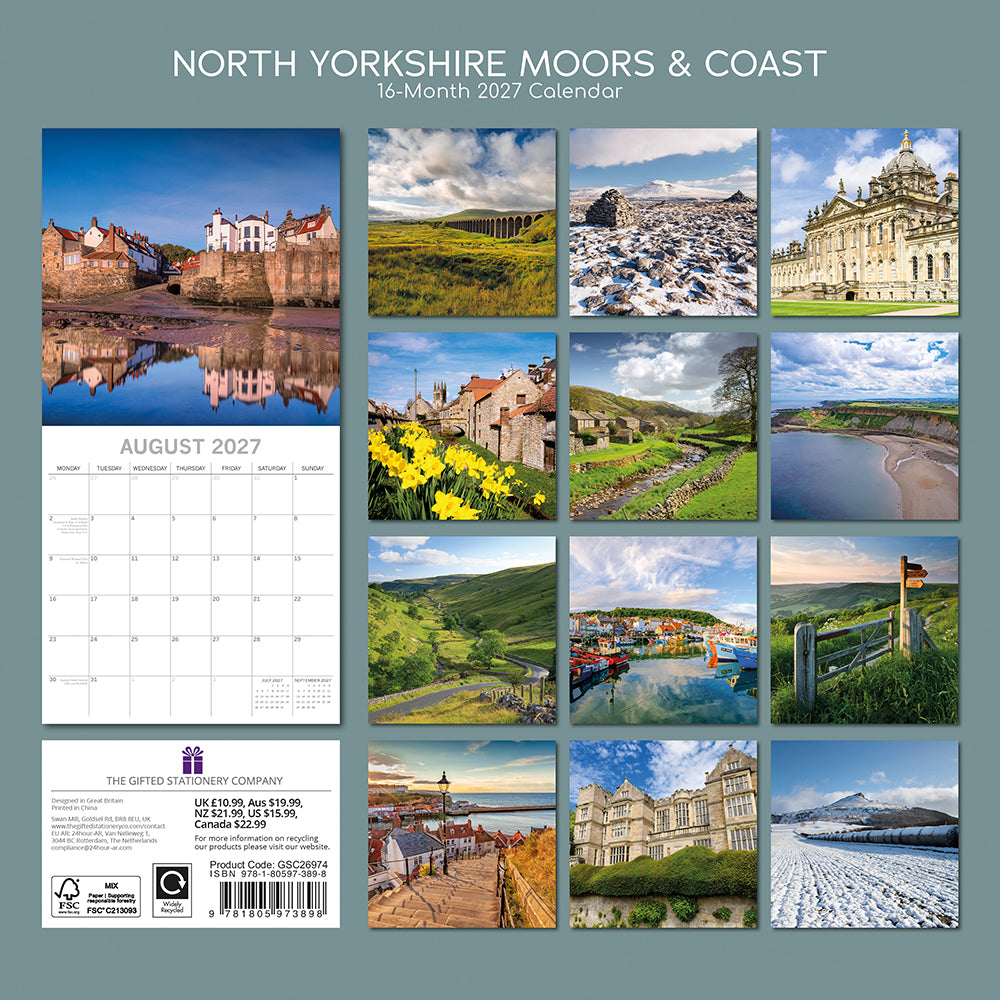 North Yorkshire Moors & Coast 2027 Square Wall Calendar