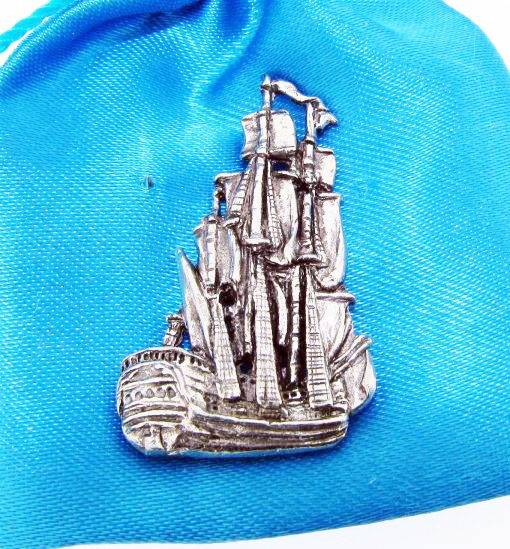 HMS Endeavour Ship Pewter Pin Badge - The Great Yorkshire Shop