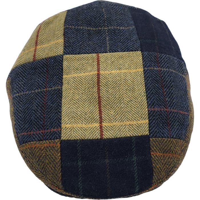 Patchwork Navy Blue Flat Cap