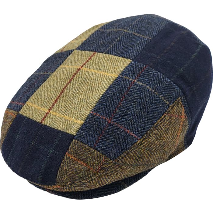 Patchwork Navy Blue Flat Cap