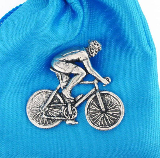 Cyclist Pewter Pin Badge - The Great Yorkshire Shop