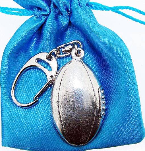 Rugby Ball 3D Pewter Keyring - The Great Yorkshire Shop