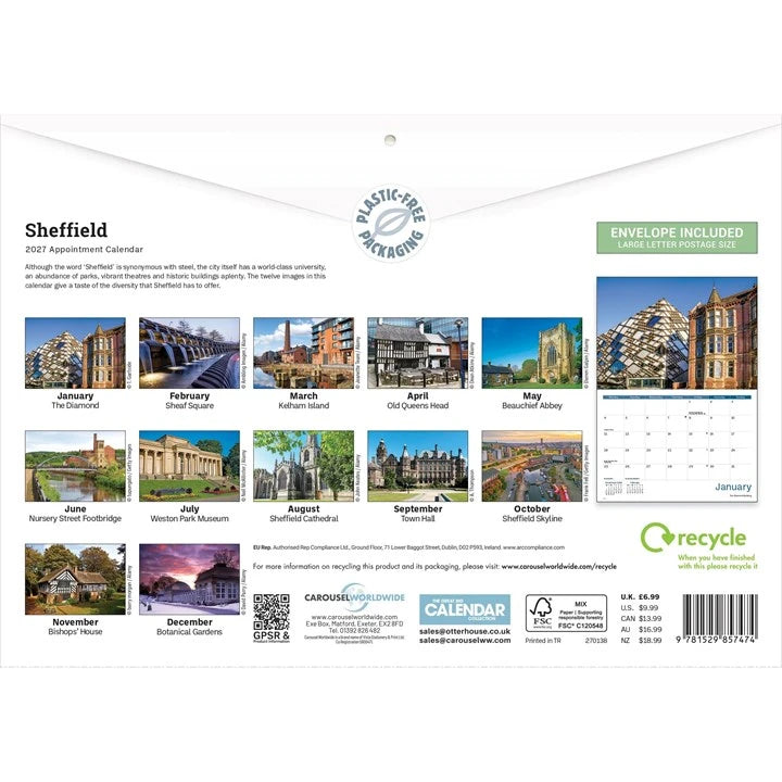 Sheffield 2027 A4 Calendar