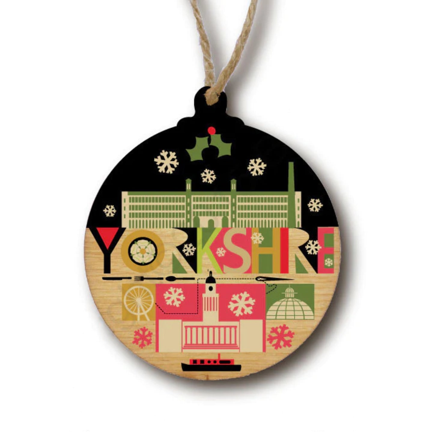 South Yorkshire Scape Rustic Wooden Christmas Decoration - The Great Yorkshire Shop