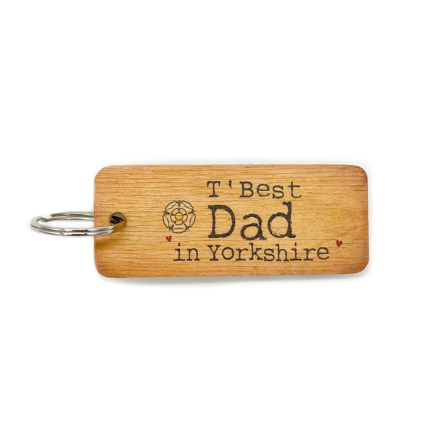 T'Best Dad in Yorkshire Rustic Wooden Keyring - The Great Yorkshire Shop
