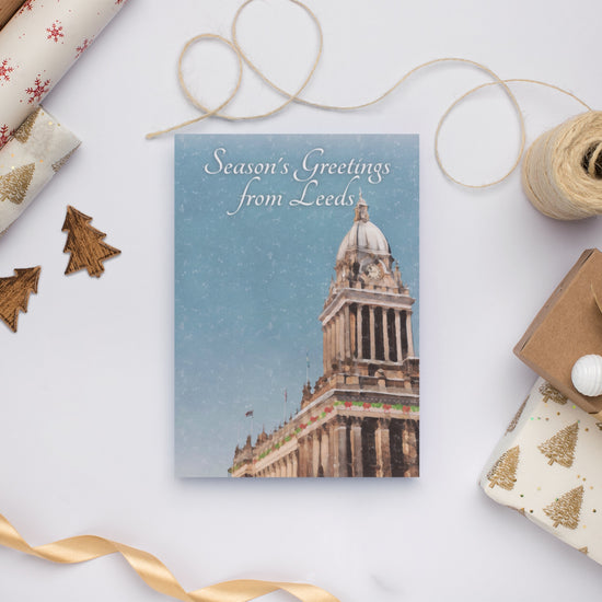 Leeds Town Hall Watercolour Collection Christmas Greeting Card - The Great Yorkshire Shop