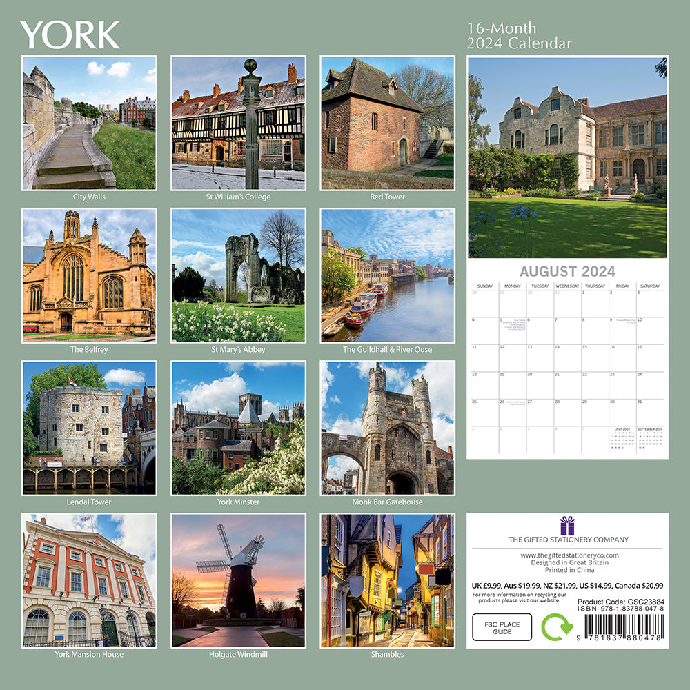 York 2024 Square 16 Month Wall Calendar The Great Yorkshire Shop