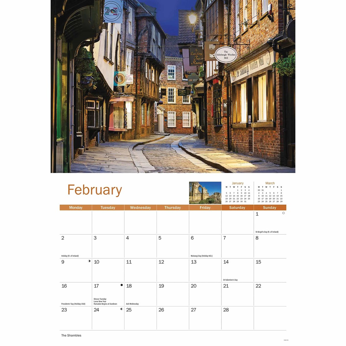 York 2026 A4 Calendar