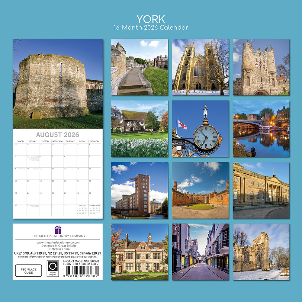 York 2026 Square Wall Calendar - The Great Yorkshire Shop