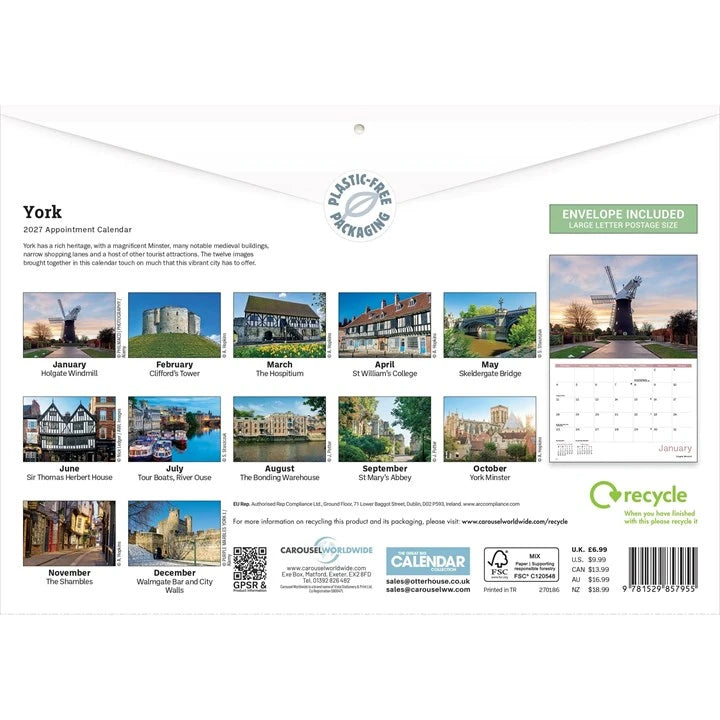 York 2027 A4 Calendar