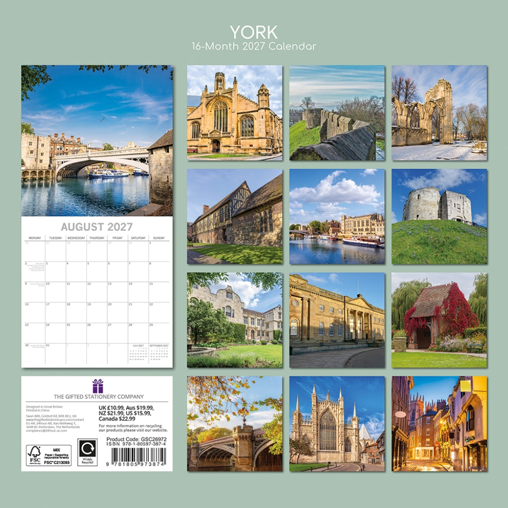 York 2027 Square Wall Calendar