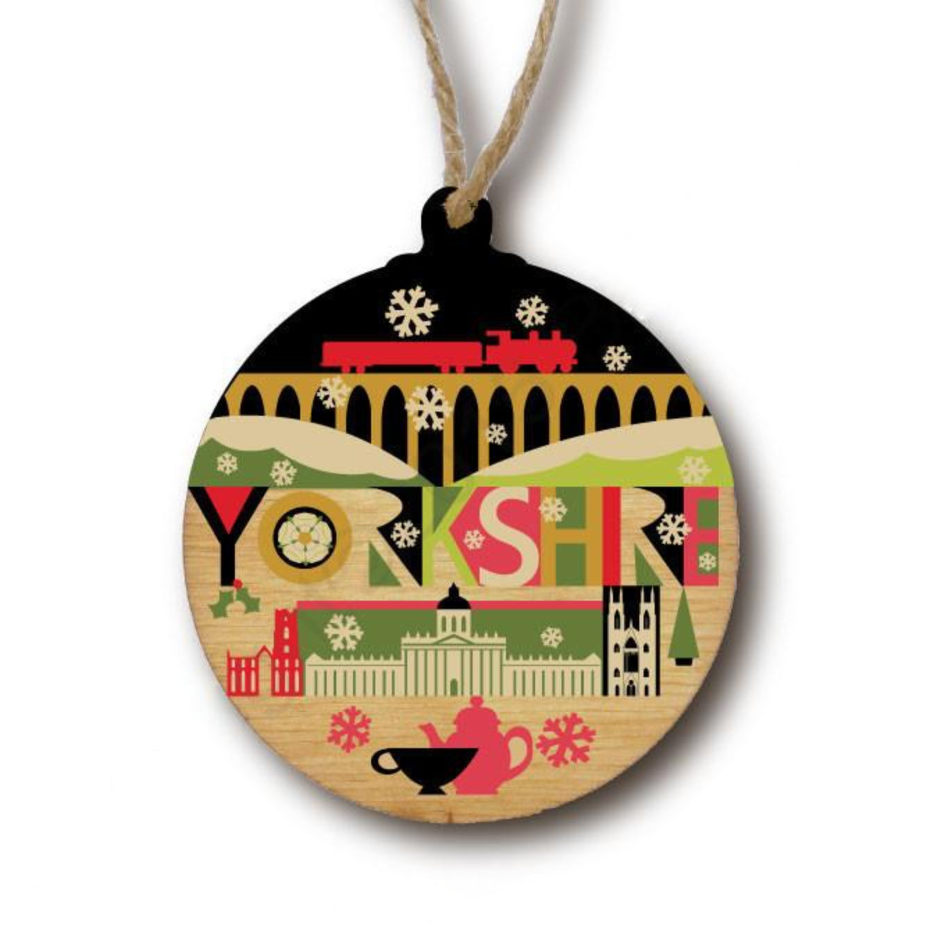 Load image into Gallery viewer, Yorkshire Scape Rustic Wooden Christmas Decoration - The Great Yorkshire Shop
