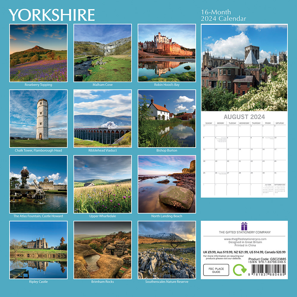 Yorkshire 2024 Square 16 Month Wall Calendar - The Great Yorkshire Shop Yorkshire 2024 Square 16 Month Wall Calendar - The Great Yorkshire Shop