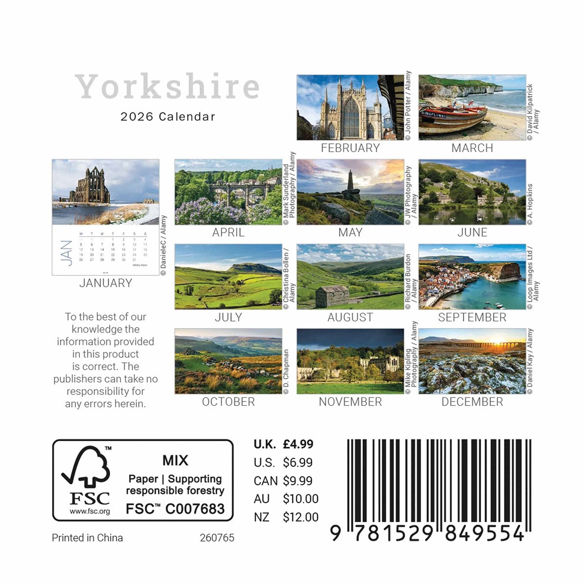 Yorkshire 2026 Mini Easel Calendar - The Great Yorkshire Shop