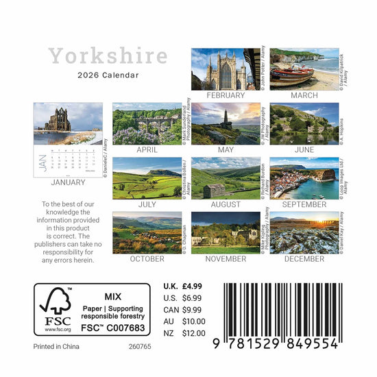 Yorkshire 2026 Mini Easel Calendar - The Great Yorkshire Shop
