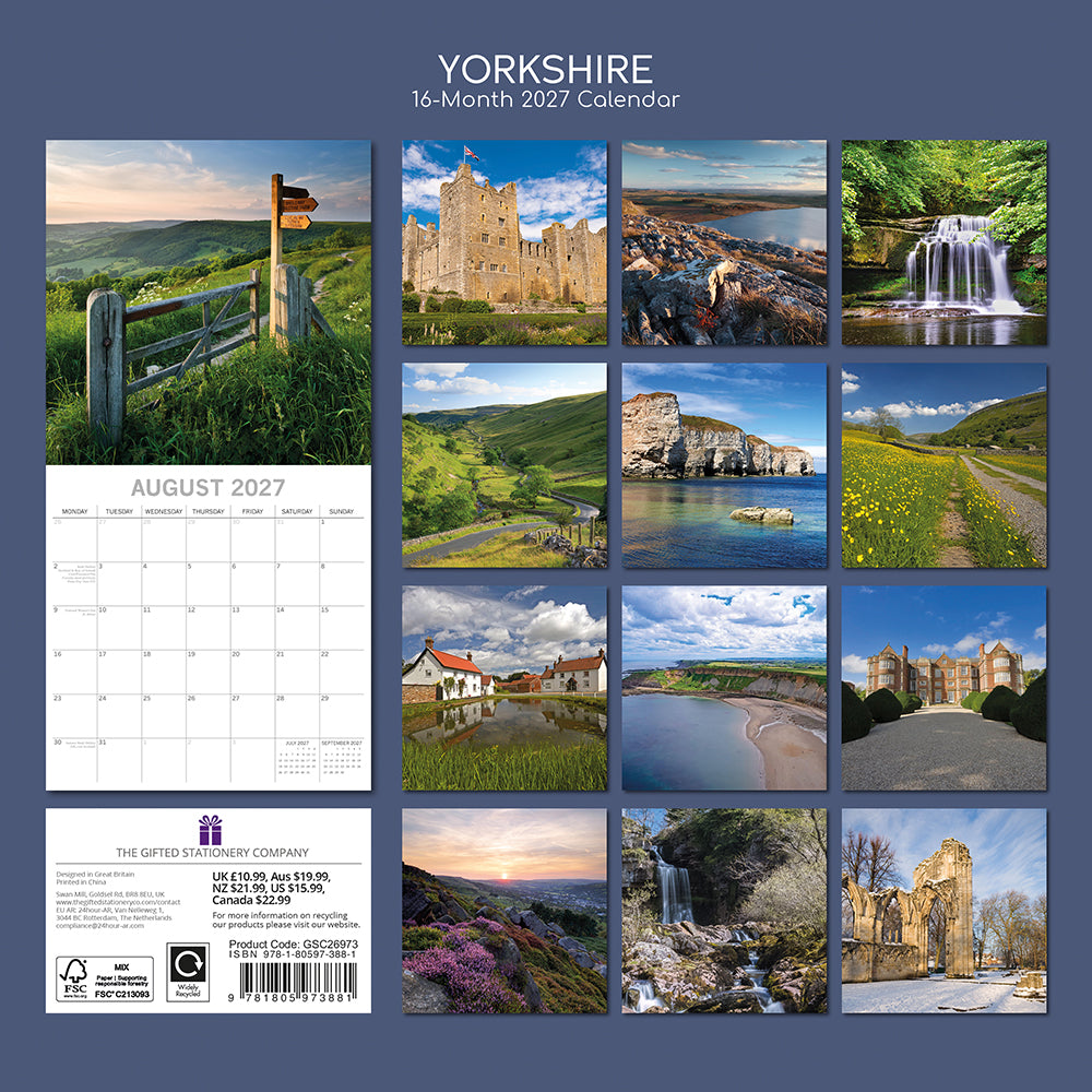 Yorkshire 2027 Square Wall Calendar