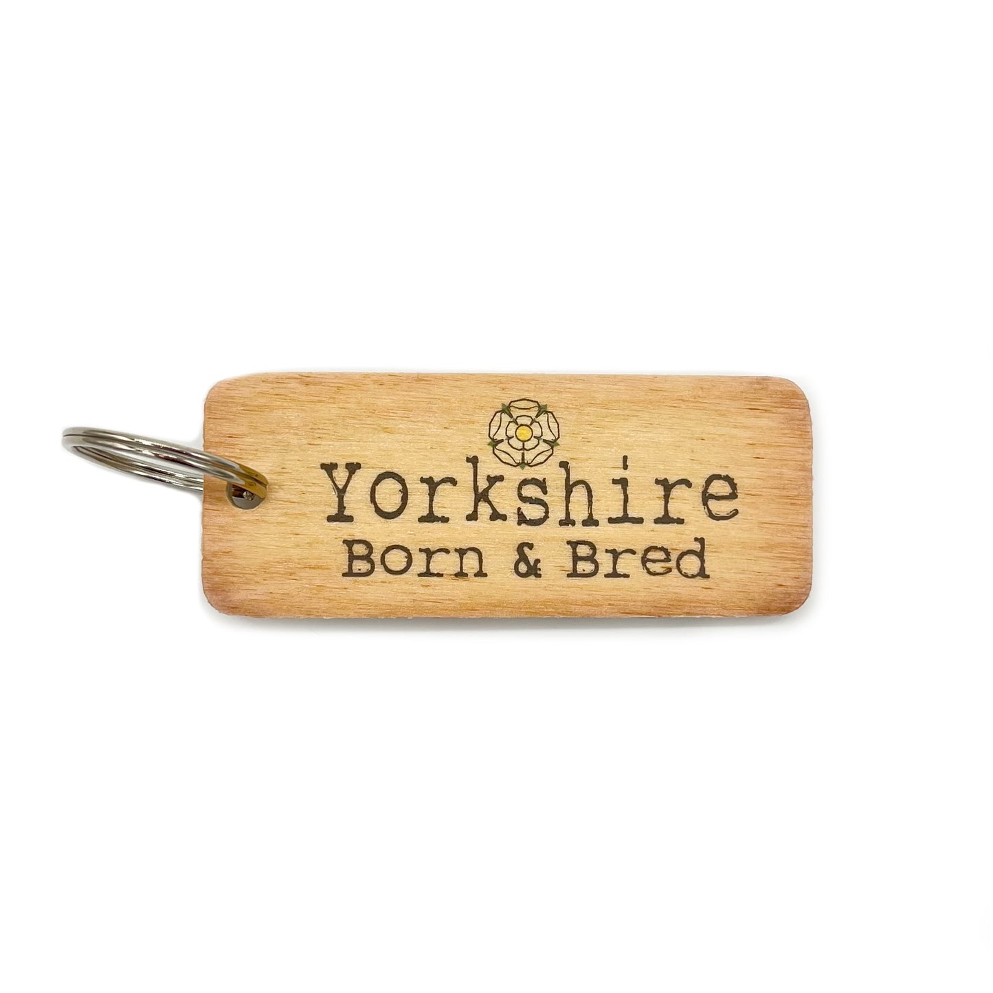 Yorkshire Born & Bred Rustic Wooden Keyring - The Great Yorkshire Shop