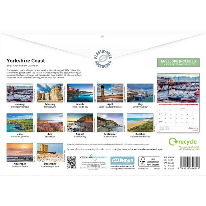 Yorkshire Coast 2027 A4 Calendar