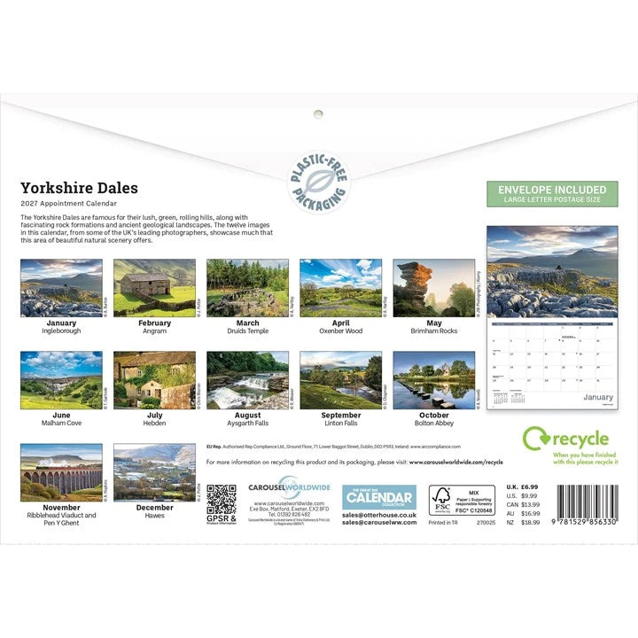 Yorkshire Dales 2027 A4 Calendar