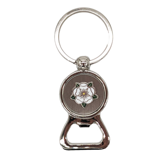 Traditional Yorkshire Rose Metal Bottle Opener Keyring - The Great Yorkshire Shop