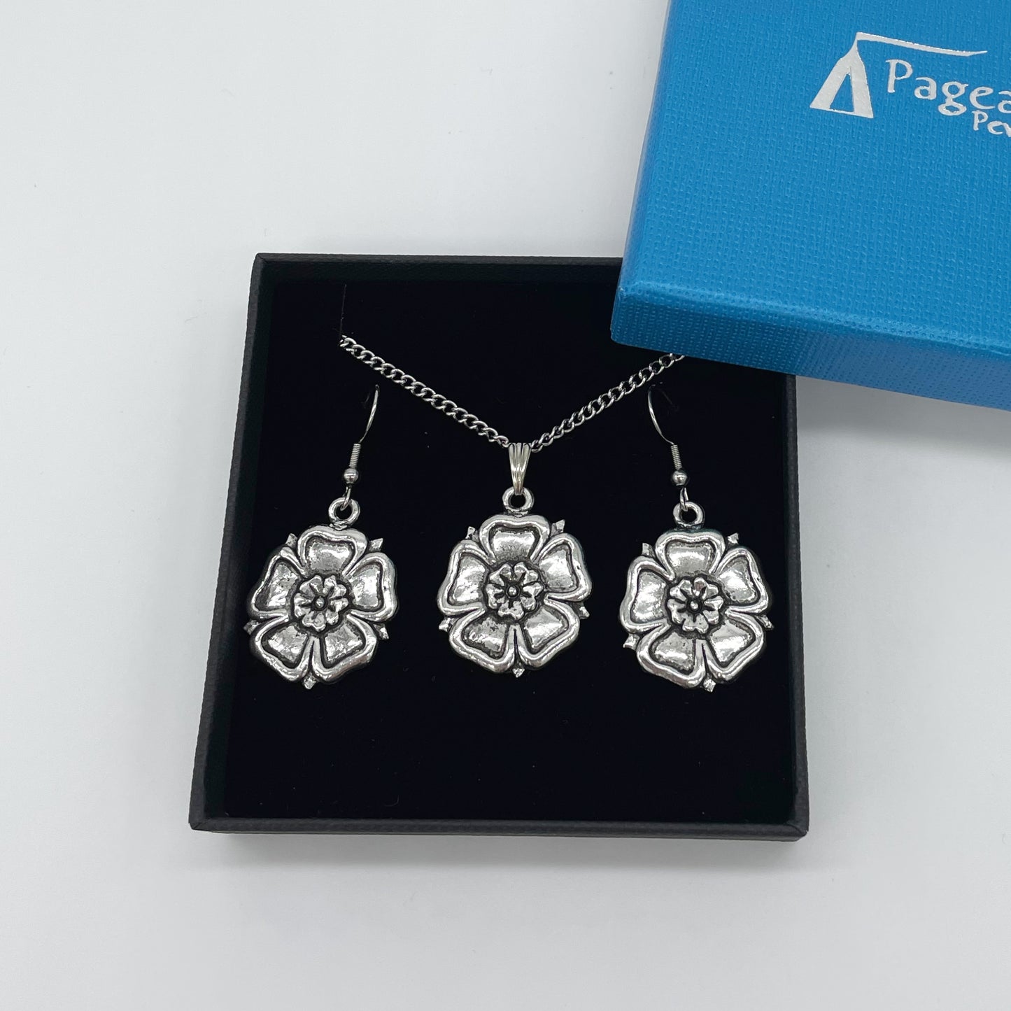 Yorkshire Rose Pewter Pendant & Earrings Gift Set - The Great Yorkshire Shop