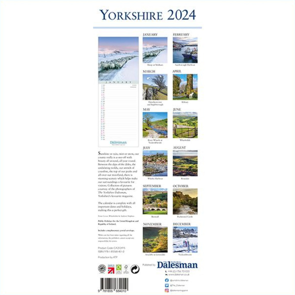 Yorkshire Slim 2024 Calendar | The Great Yorkshire Shop