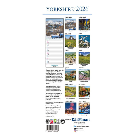 Yorkshire Slim 2026 Calendar