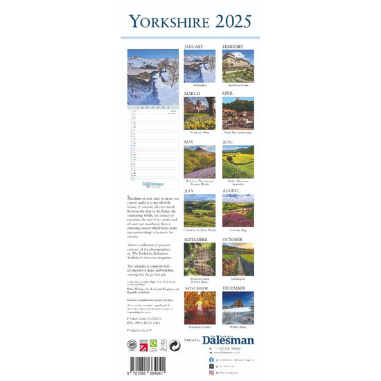 Yorkshire Slim 2025 Calendar